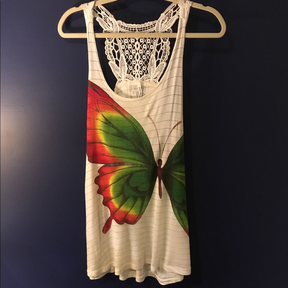 Beautiful butterfly print tank top by Double Zero